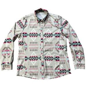 Sterling Kreek Womens Pearl Snap Medium Western Aztec Cowgirl Rodeo